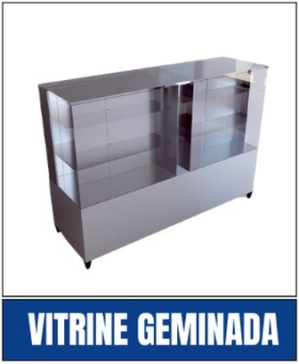 Vitrine expositora vidro reto geminada